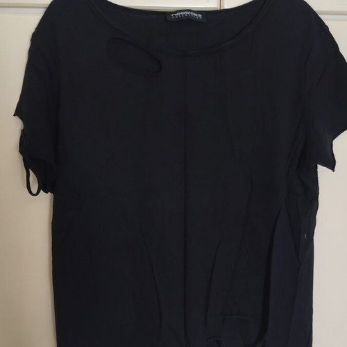 Noobass summer blouse black with holes and tears unisex like new