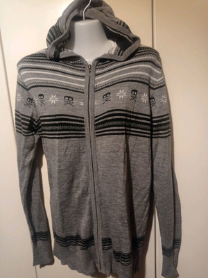 New Yorker long cardigan used, with zipper and hood, size M
