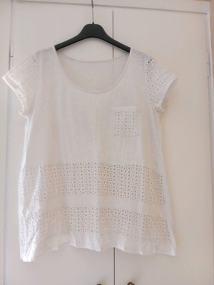 Cotton blouse white with guipure fabric used, size XL