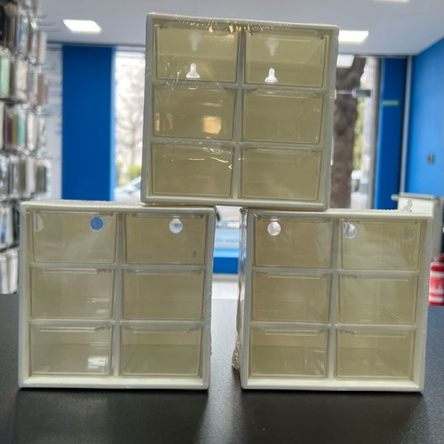 Containers new, set of 3 with 6 drawers each, plastic