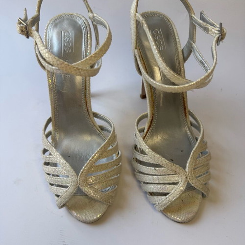 White high heel leather bridal sandals like new