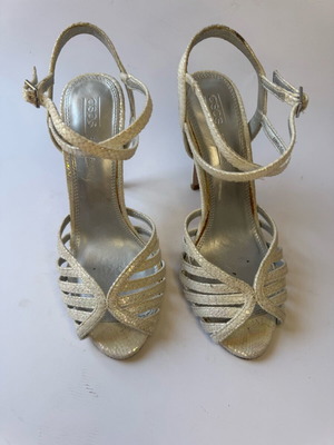 White high heel leather bridal sandals like new