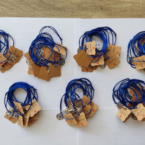 Martyrika baptism bracelets set of 67, handmade, blue and silver