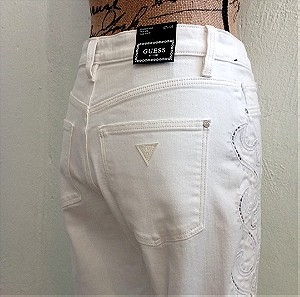 Guess jeans .Ψηλομεσο λευκό τζιν. authentic fit , straight leg , organic cotton . Sale guess jeans.