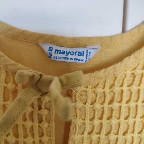 Mayoral summer dress for girl 6 years old like new, yellow, cotton and linen