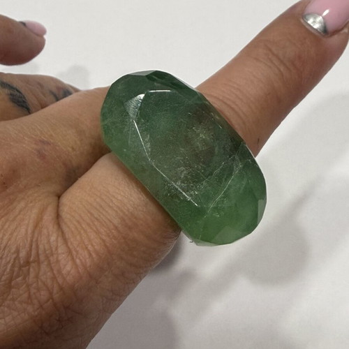 Ring with solid green fluorite, new