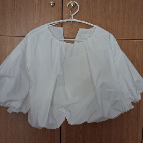 Zara white cropped top with puff sleeves like new