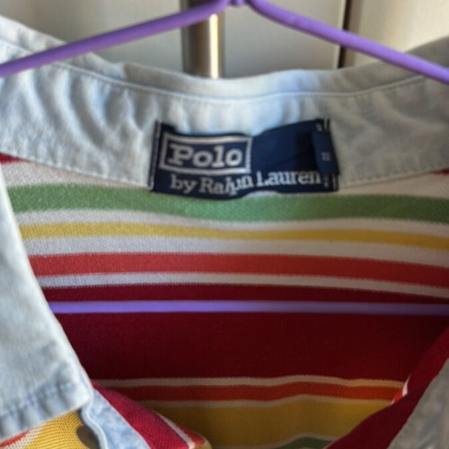 Ralph Lauren Polo striped pique shirt XL like new, blue collar