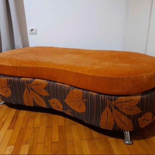 Vintage Recliner Ottoman bench with ondulé design like new