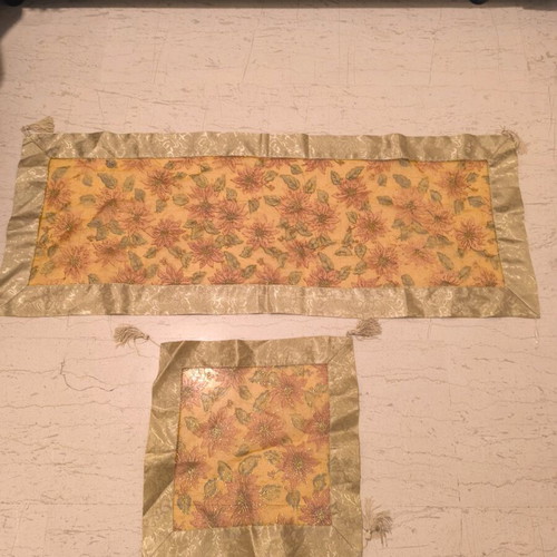 Polyester table runners set used, 3 pieces