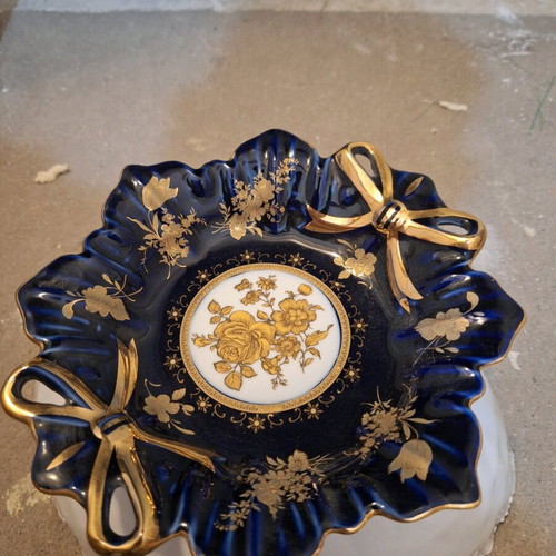 Czech porcelain platter with 24-carat gold, painted, like new
