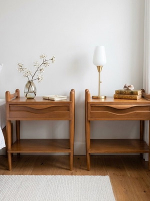 Pair of Scandinavian Nightstands like new with minimalist design