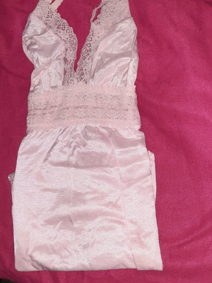 Νυχτικό Νεγκλιζέ ροζ ζέρσεϊ με δαντέλα πολυτελείας καινούργιο μέγεθος L