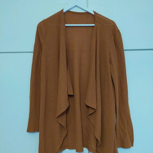 Asymmetric cardigan brick red like new Shein