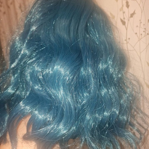Dark Blue Wavy Wig new made of high-quality synthetic fibers