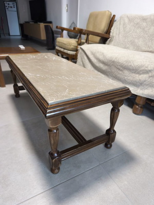 Coffee table set used with marble top and two small wooden tables