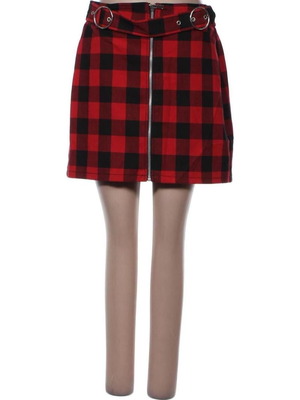 Bershka καρό μίνι φούστα μεταχειρισμένη, κόκκινη-μαύρη, μέγεθος L
