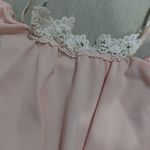 Romantic pink one-piece shorts like new with lace and ruffles