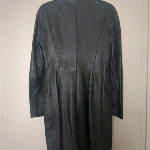 Gianni Versace vintage women's leather coat, black lamb nappa