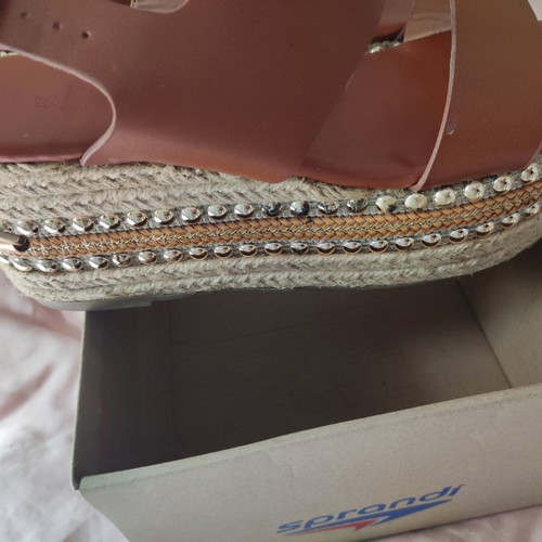 Women's platform sandals used, brown, size 38