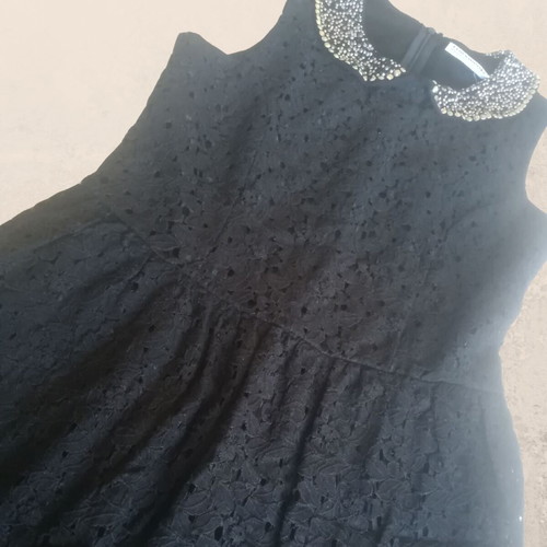 Black lace dress Clockhouse used with pearl and rhinestone collar