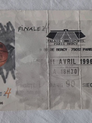 ΕΙΣΙΤΗΡΙΟ,FINAL FOUR,ΠΑΡΙΣΙ,1996.