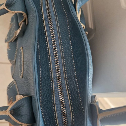 Tods handbag used, leather turquoise