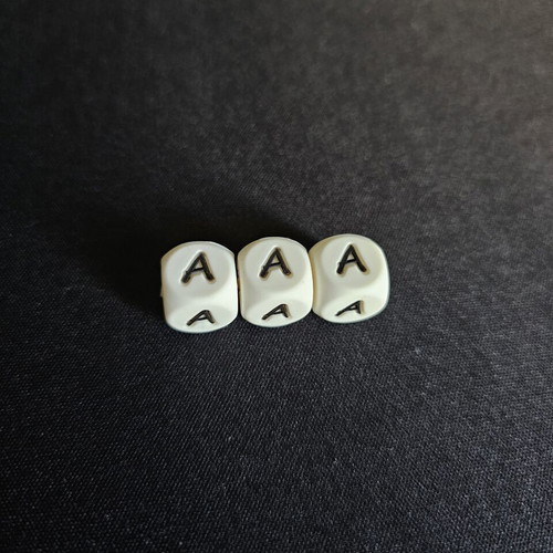 Silicone beads letter A, set of 3