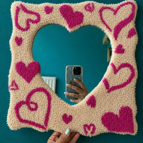 Handmade heart-shaped mirror