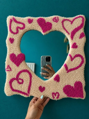 Handmade heart-shaped mirror