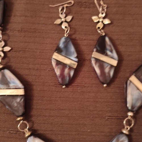 Costume jewelry set used, geometric design with black and white elements