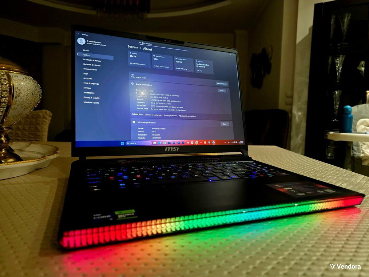 MSIRaider16”i9-14900HX32GBRAM1TBNVMeRTX4070σανκαινούργιο