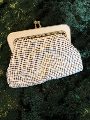Vintage Sterling Mesh metal mesh bag like new, white