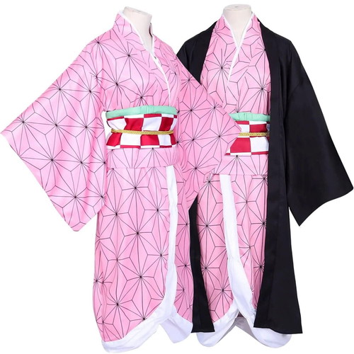 Demon Slayer Nezuko Cosplay Costume like new, pink kimono with obi belt
