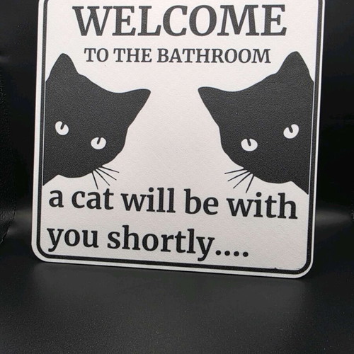 Funny bathroom sign like new with cats