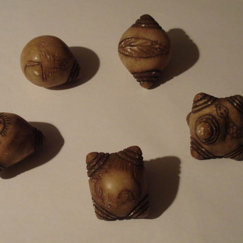 Chumpi carved natural stone used, set of 5 from Peru for ceremonies