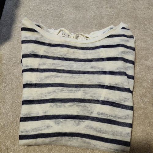 Mariniere blouse with lace trim used, size Small, Pull & Bear