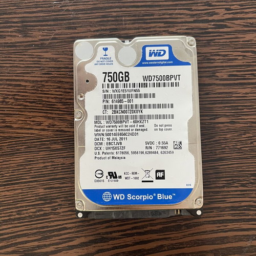 Western Digital Scorpio Blue 750GB 2.5" SATA σκληρός δίσκος