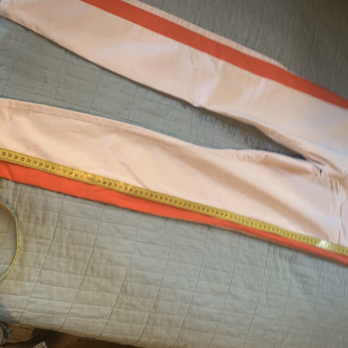 Topshop low waist tight pink denim trousers with coral stripe like new