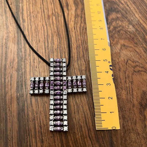 Silver 925 cross with zircon, like new, large