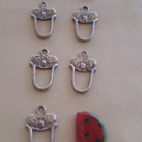 Strawberry, acorn and watermelon craft charms set