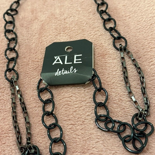 Metal necklace A.L.E. new, long, one size, black and silver