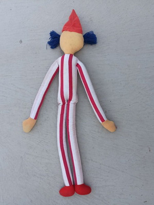 Vintage plush juggler toy, 1980s