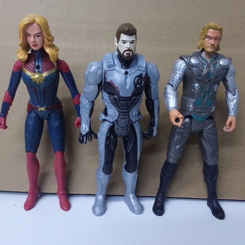 Avengers action figure set, Captain Marvel, Captain America, Thor, 15cm