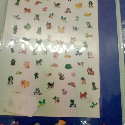Nail art stickers new, pack of three with fruits, animals, bears