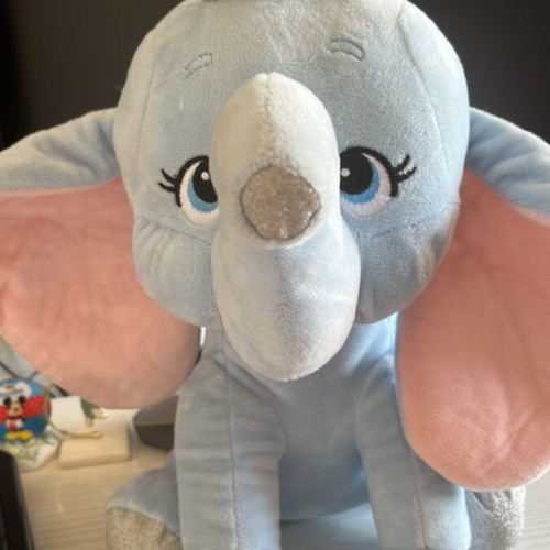 Elephant plush like new with big ears and silver crown