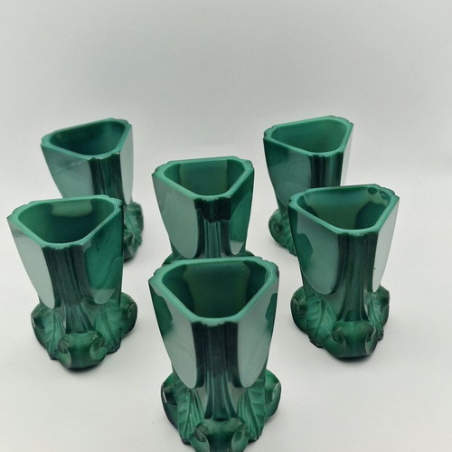 František Halama Art Deco liqueur set malachite glass like new