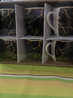 Ceramic mugs set of 6 for coffee and tea 340 ml new