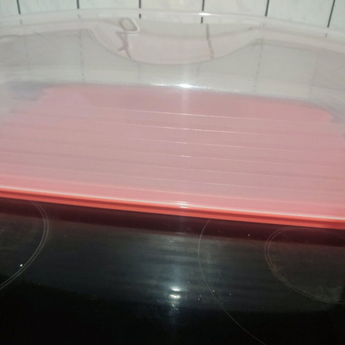 Tupperware large cake server new with orange tray and transparent lid