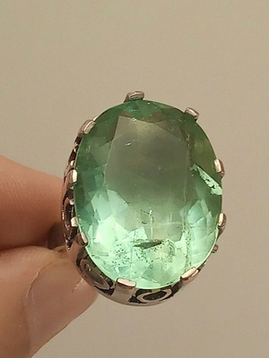 Handmade silver ring 950 with natural fluorite stone made to order